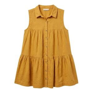 Bombay Paisley Mustard Yellow  Embroidered Tiered Top XXS